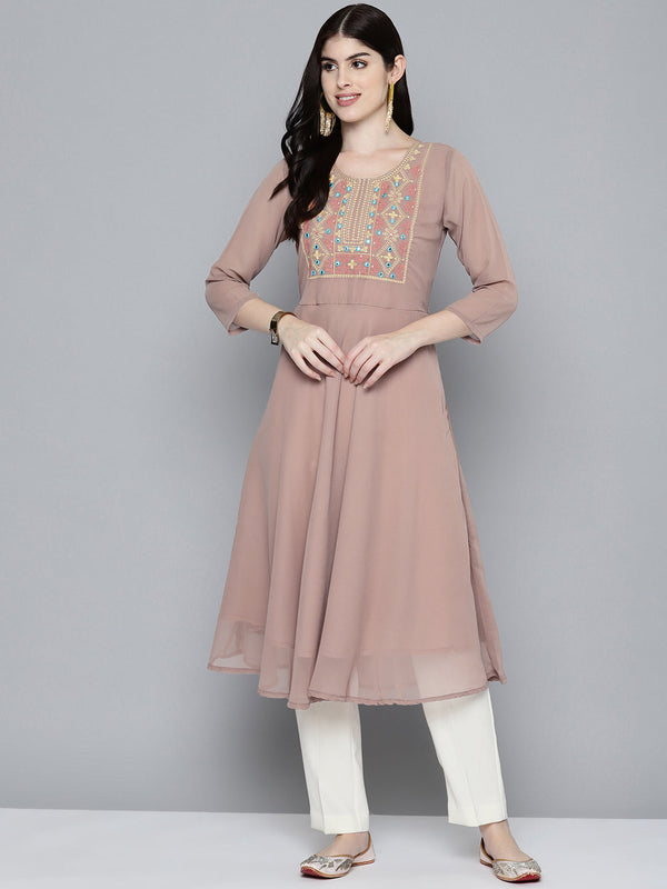 Embroidered yok flaired gorgette kurta from Jashvi