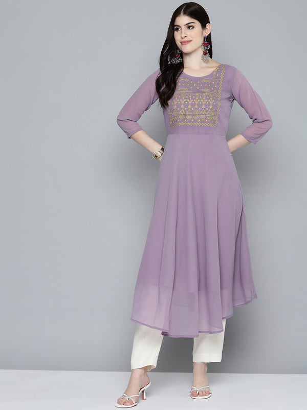 Embroidered yok flaired gorgette kurta from Jashvi