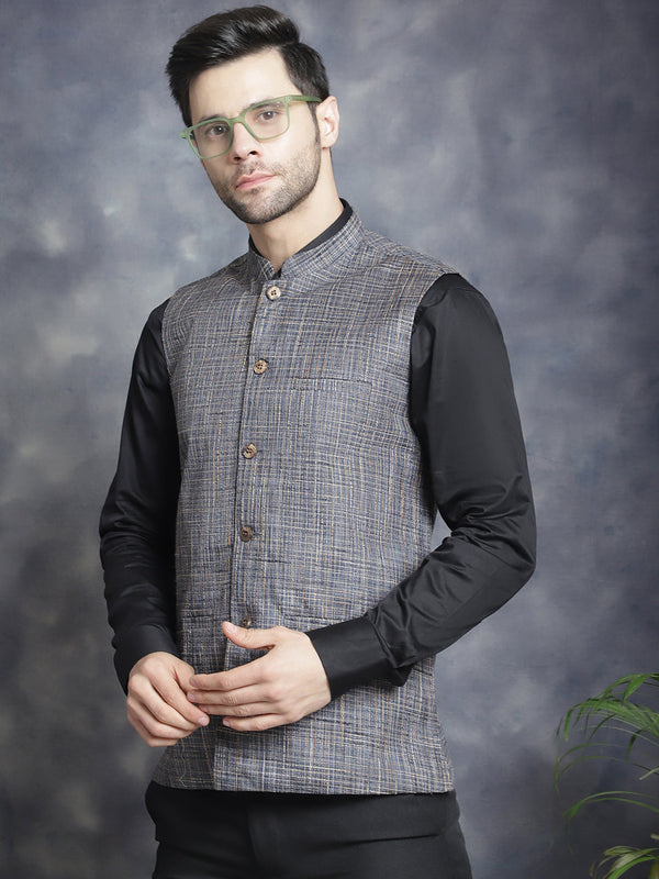 Men's Woven Design Nehru Jacket