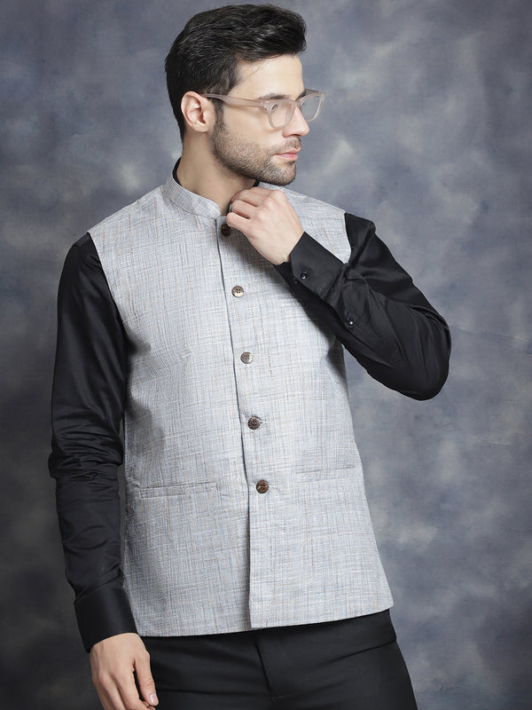 Men's Woven Design Nehru Jacket