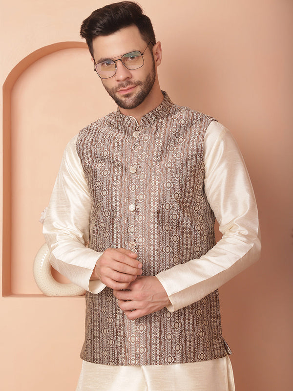 Men's Woven Design Nehru Jacket