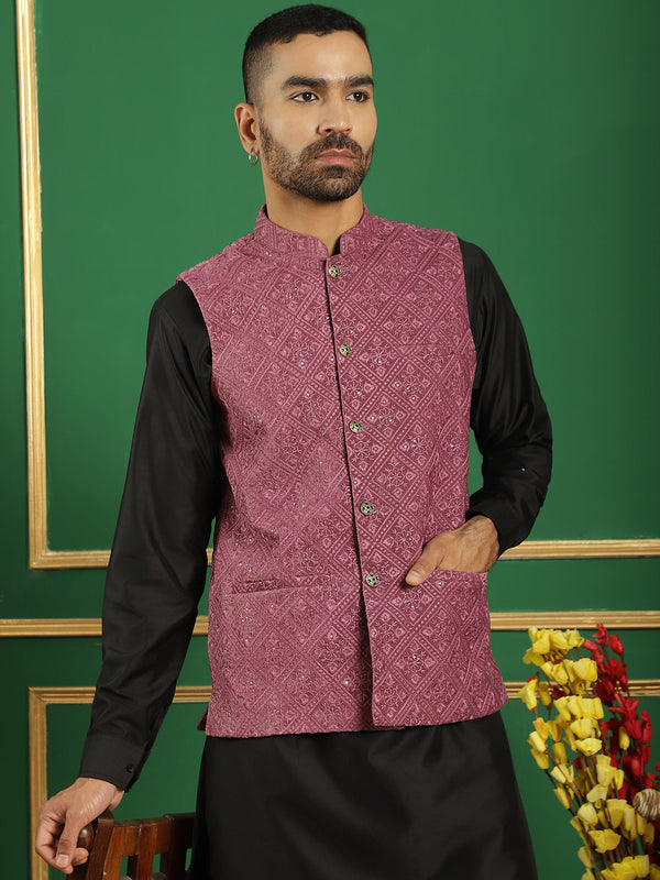 Men's Sequins Velvet Nehru Jacket