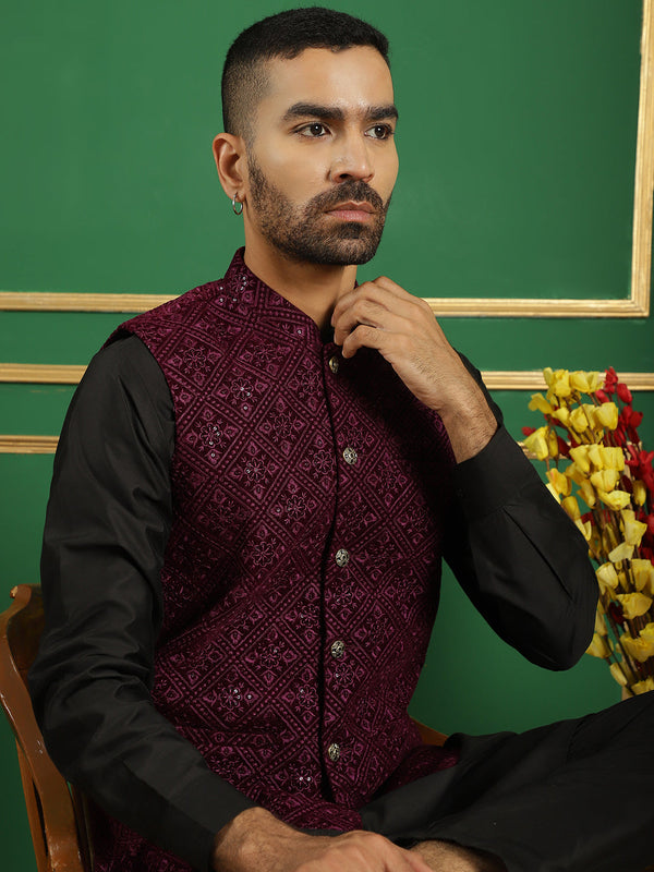 Men's Sequins Velvet Nehru Jacket