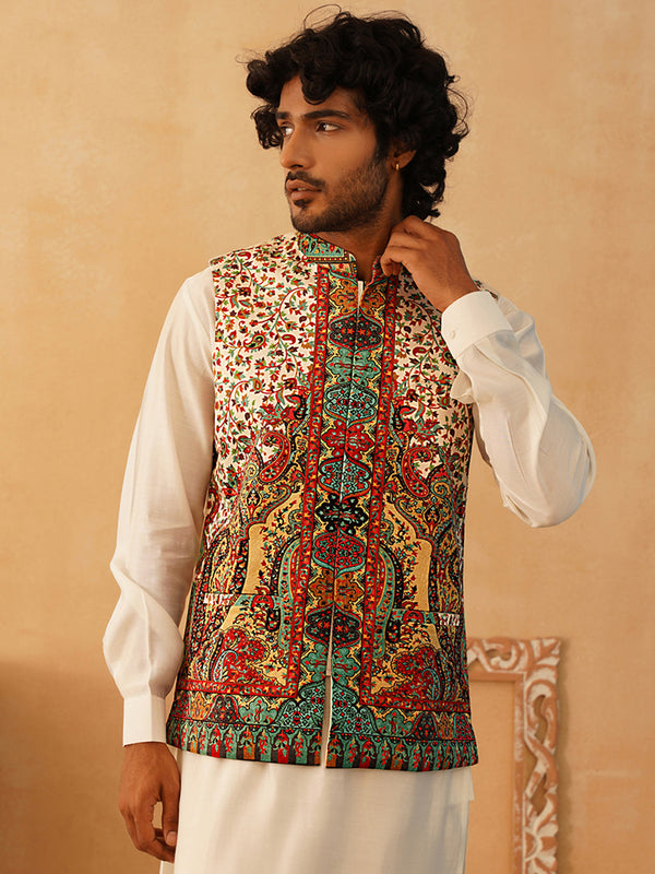 Printed Velvet Nehru Jacket