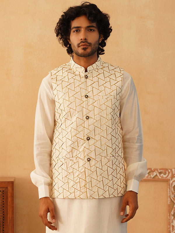 Embroidered Silk Blend Nehru Jacket