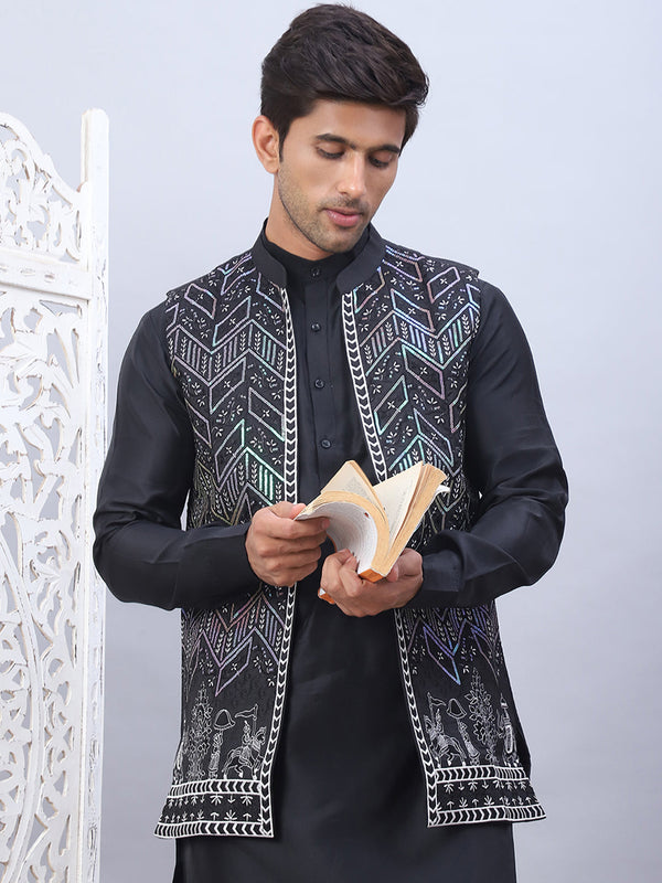 Embroidered Silk Blend Nehru Jacket