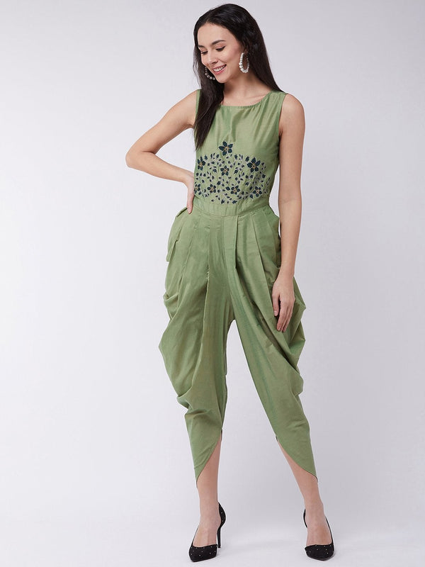 Women's Embroidered Cowl Jumpsuit - Pannkh