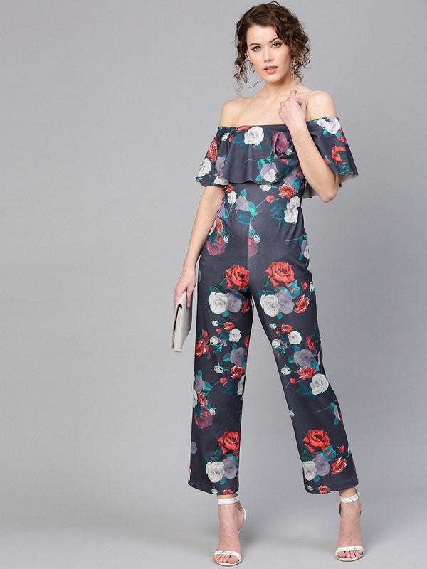 Women's Floral Scuba Jumpsuit - Pannkh