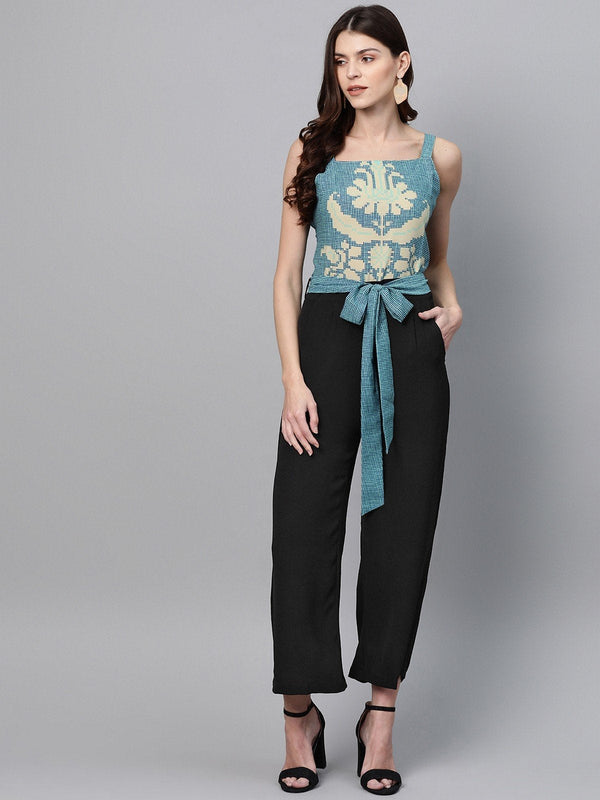 Women's Printed Yoke Jumpsuit - Pannkh