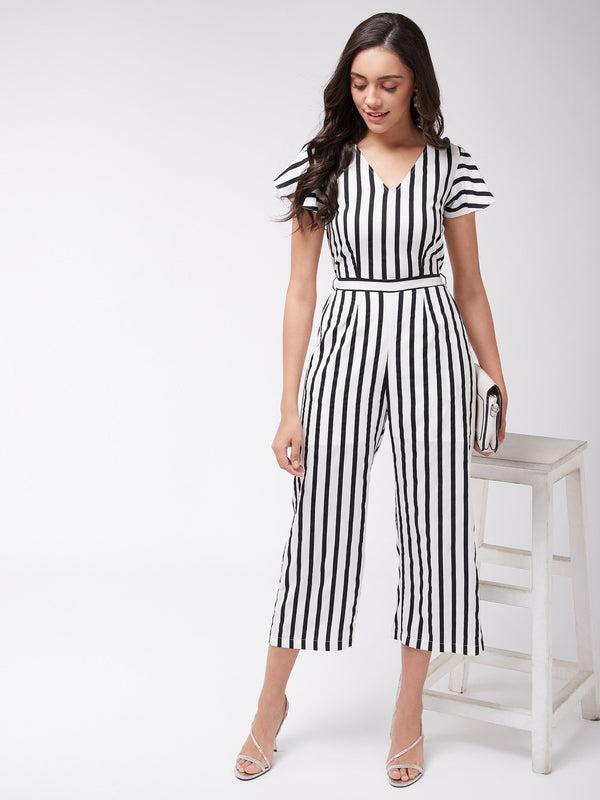 Women's Monocromatic Stripes Jumpsuit - Pannkh