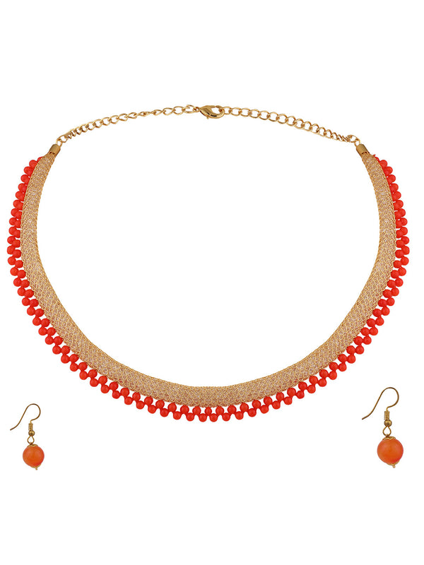 Women's Gold Plated  OrangePearl  Jewellery Set - Anikas Creation