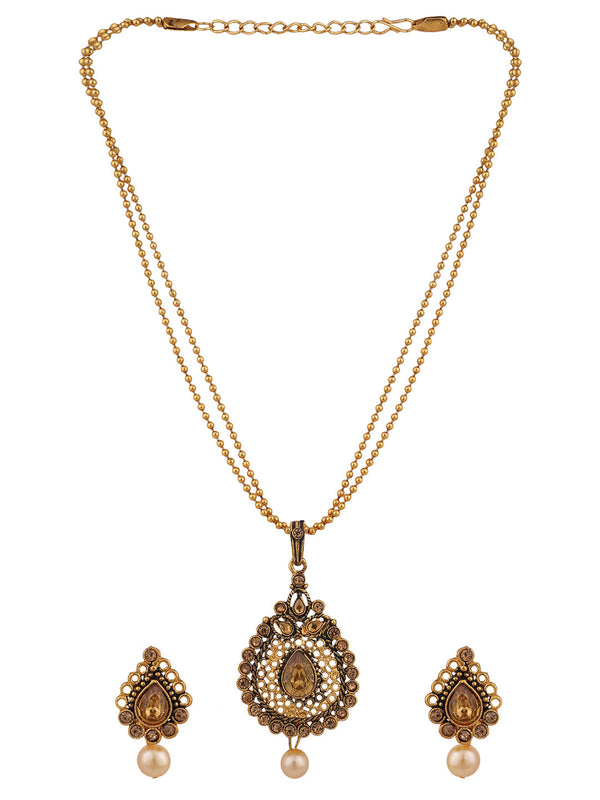 Women's Gold Plated Antique Pendant Set - Anikas Creation