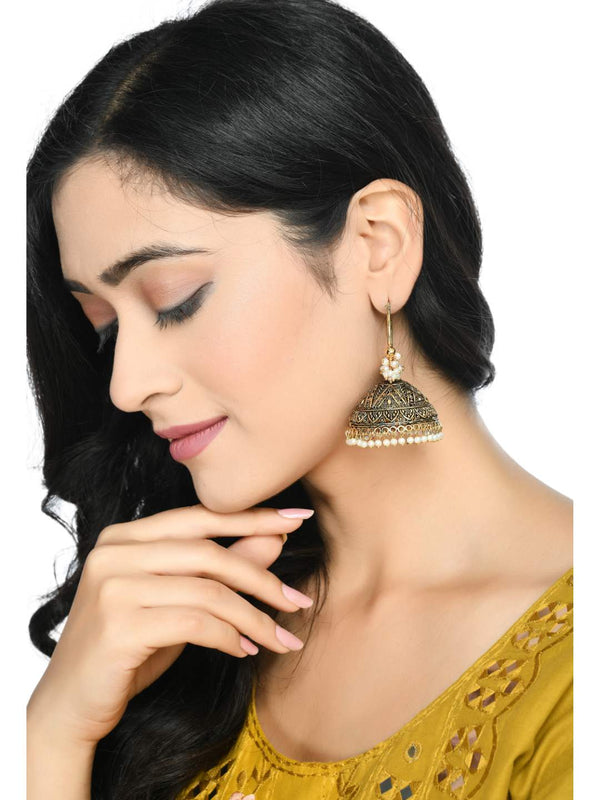 Women's  Latest Designer Golden color Jhumkas Earings Jker_057 - Kamal Johar