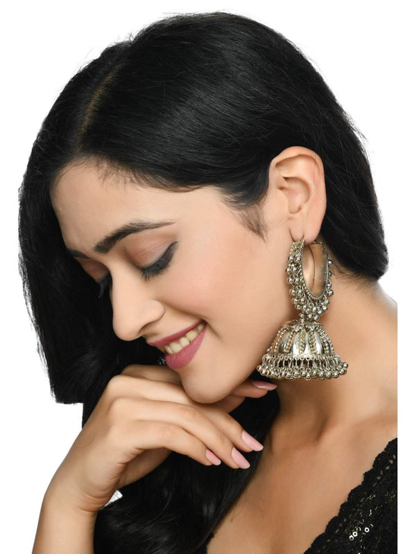 Oxidised Silver-Plated with Ghungroo Earings Jker_062