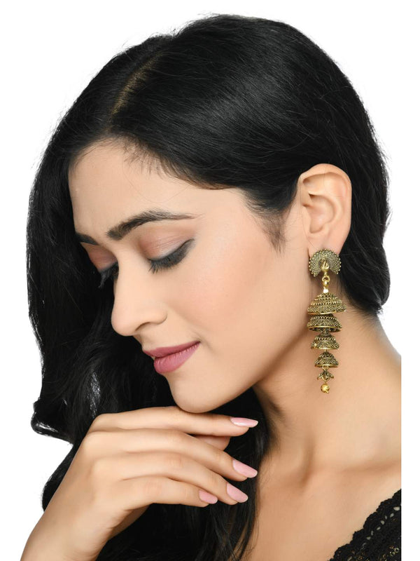 Indiakreations Peacock design Golden colour Earrings Jker_109