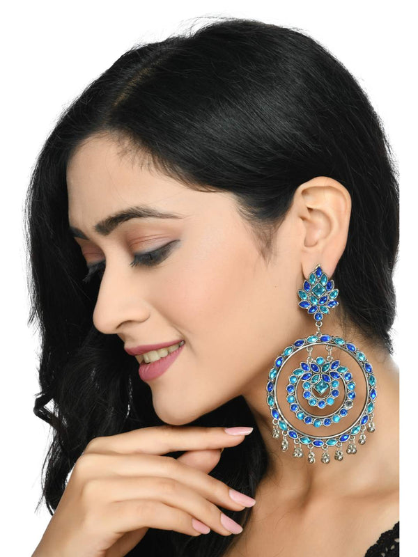 Women's  Indiakreations Multi color circles Earrings with Kundan Jker_135 - Kamal Johar