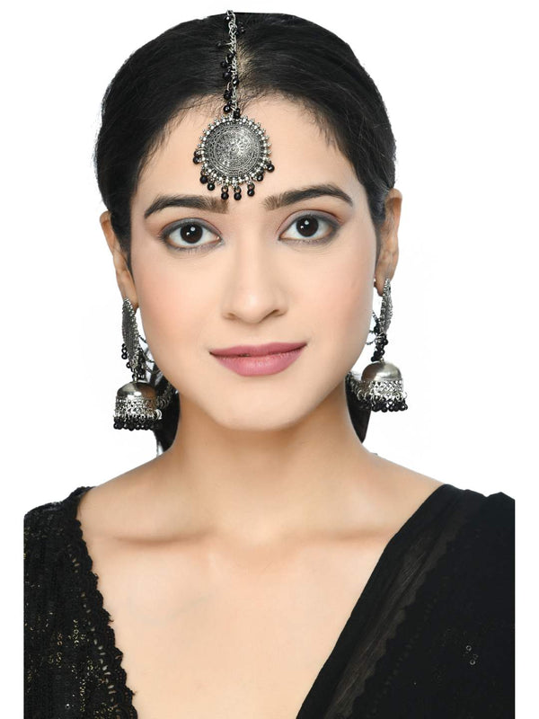 Johar Kamal Bahubali Earrings & Tika Jker_146