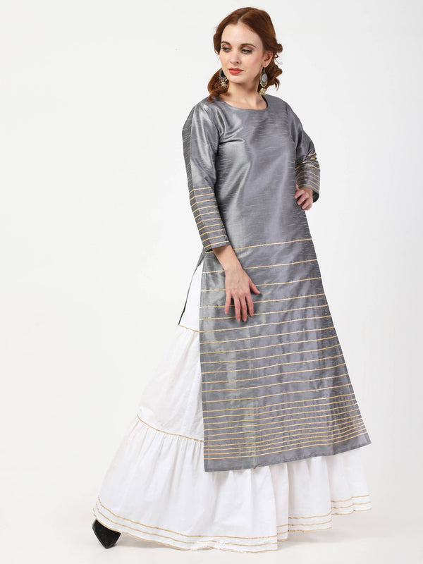 Women's Silk Kurta Only With Gota Work - Cheera