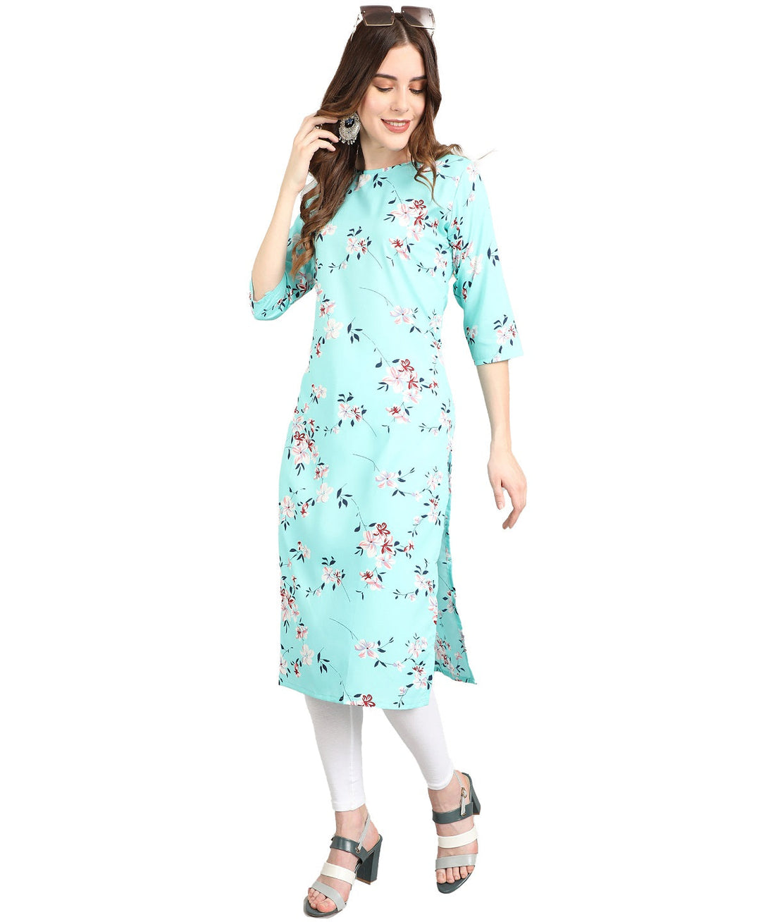 Women's Blue Color Crepe Kurtas Kurtis & Tunics - Vamika