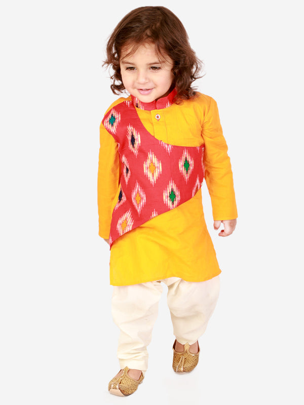 Boy's Ikat print front panel kurta pyjama - KID1 Boys