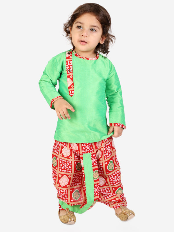 Boy's Full Sleeves Kurta With Bhandhani Print Dhoti - KID1 Boys