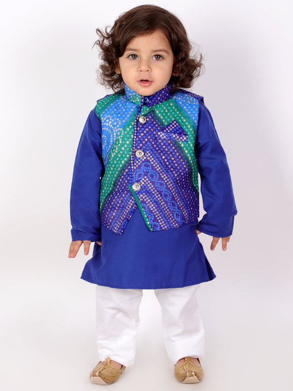 Boy's Silk Blend Bandhani Print Full Length Kurta Pyjama Set - KID1 Boys