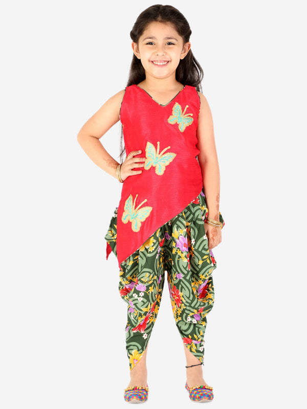 Girl's Titli cross cut kurti dhoti - KID1 Girls