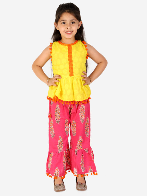 Girl's Sargam Peplum Top with sharara - KID1 Girls