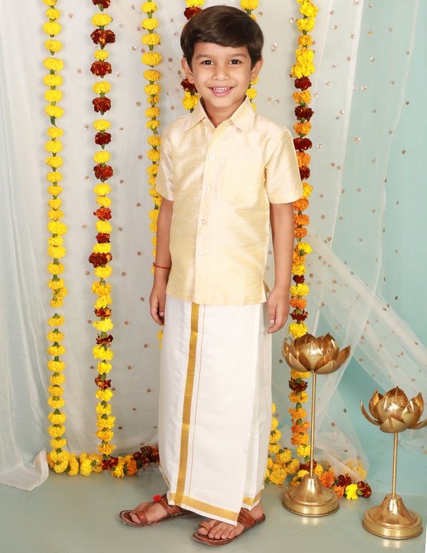 Boy's  White Color Boys Veshti Mundu Set - KID1 Boys