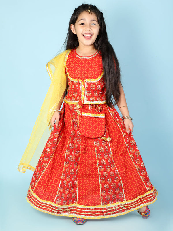 Girl's Baani Block Print Lehenga Choli - Kid1 Girls