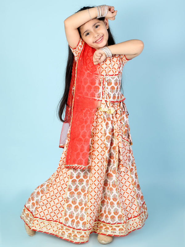 Girl's Baani Block Print Lehenga Choli - Kid1 Girls