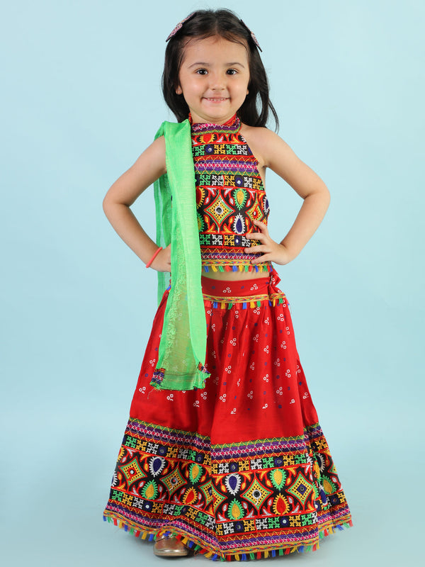 Girl's Bandhani Navratri Lehenga - Kid1 Girls