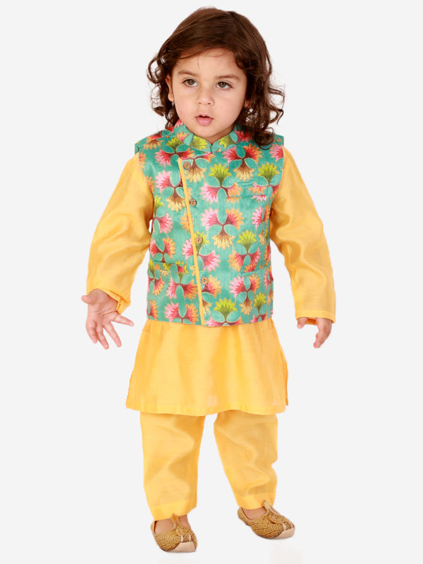 Boy's Festive jacket with silk kurta pyjama - KID1 Boys