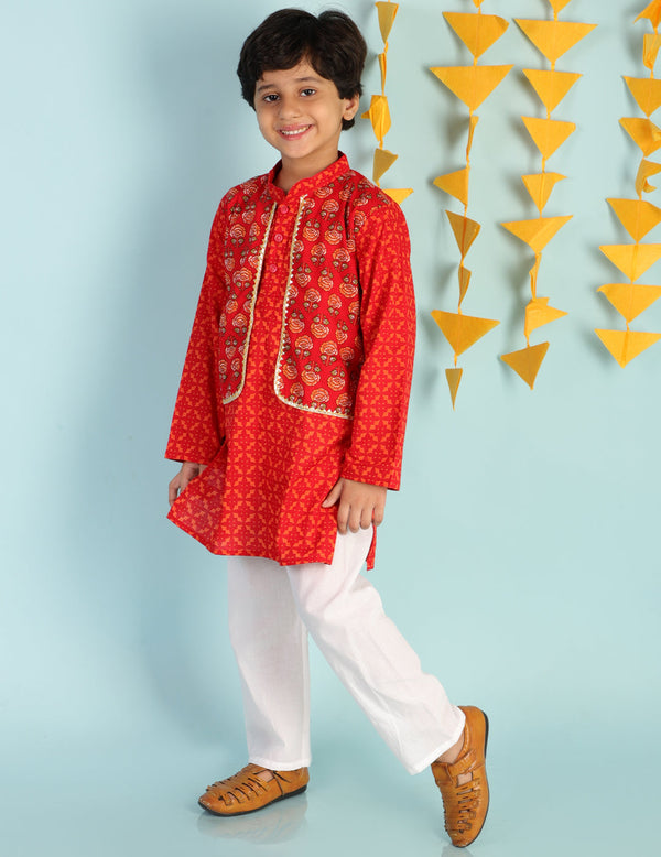 Boy's Baana Block Print Kurta Pajama - Kid1 Boys