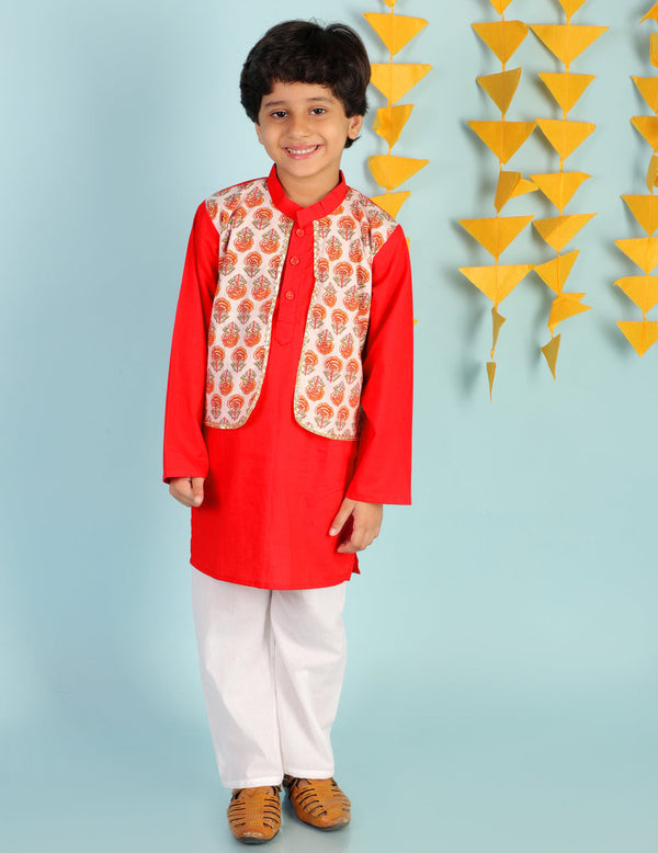 Boy's Baana Block Print Kurta Pajama - Kid1 Boys