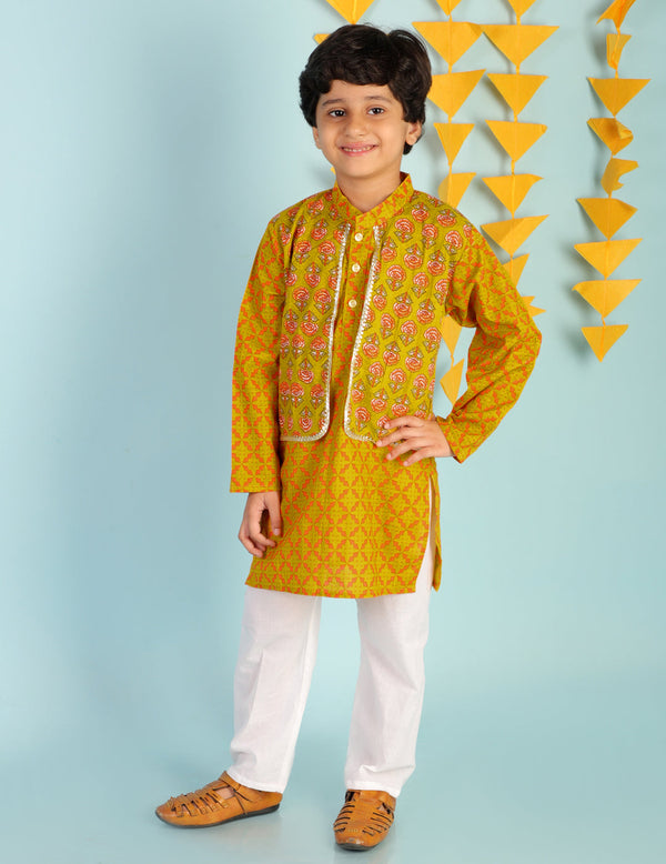 Boy's Baana Block Print Kurta Pajama - Kid1 Boys