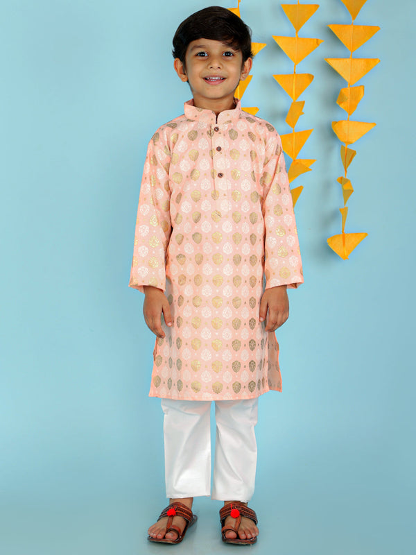 Boy's  Peach Color In-Vouge Kurta Pyjama  - KID1 Boys