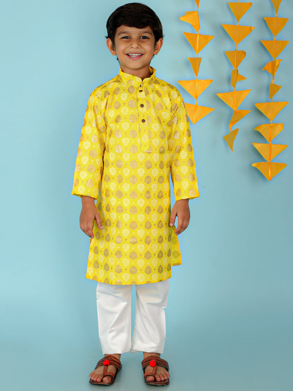 Boy's  Yellow Color In-Vouge Kurta Pyjama  - KID1 Boys