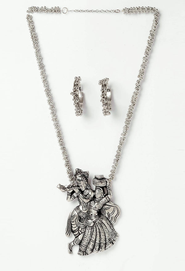 Johar Kamal German Silver Oxidised Radha Kishan Necklace Jkms_148