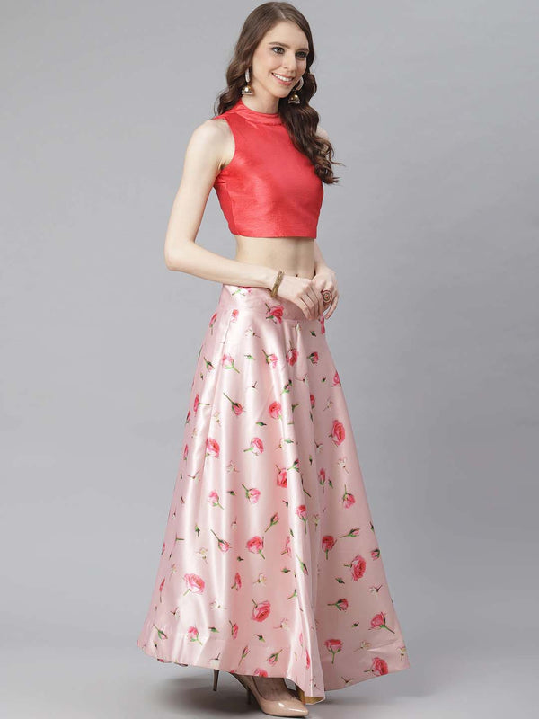 Women's Digital Print Shiney Satin Semistitched Lehenga Choli With Unstitched Blouse And Thred Work Dupatta - Kaizen Texo Fab