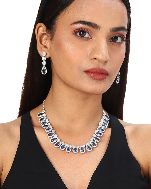 Women's Silver Brass Necklace Sets - Voylla