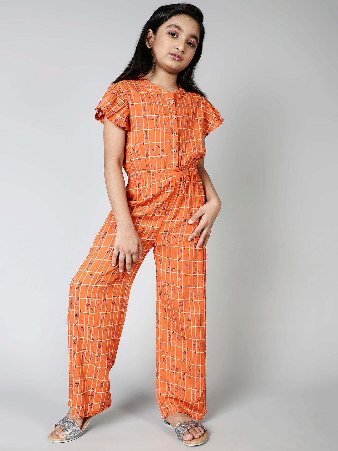 Rayon Ethnic Motifs Printed Jumpsuit For Girls - Aks Girls