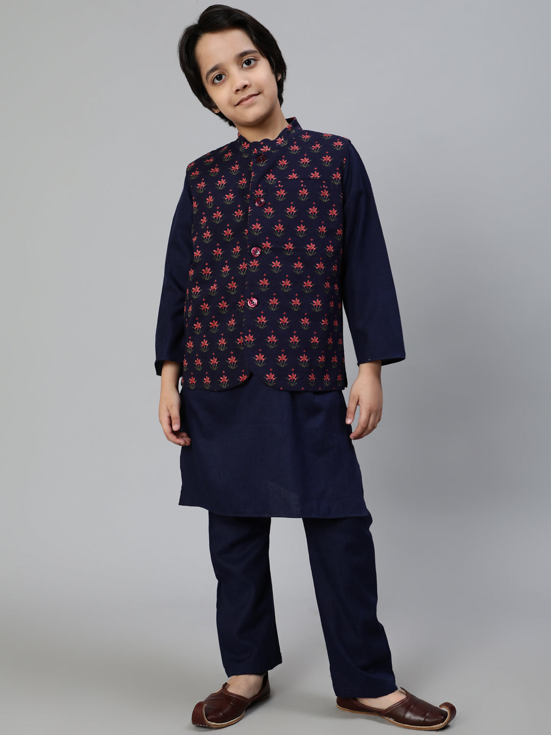 Ruby Cotton Kurta & Pant Set For Girls With Jacket