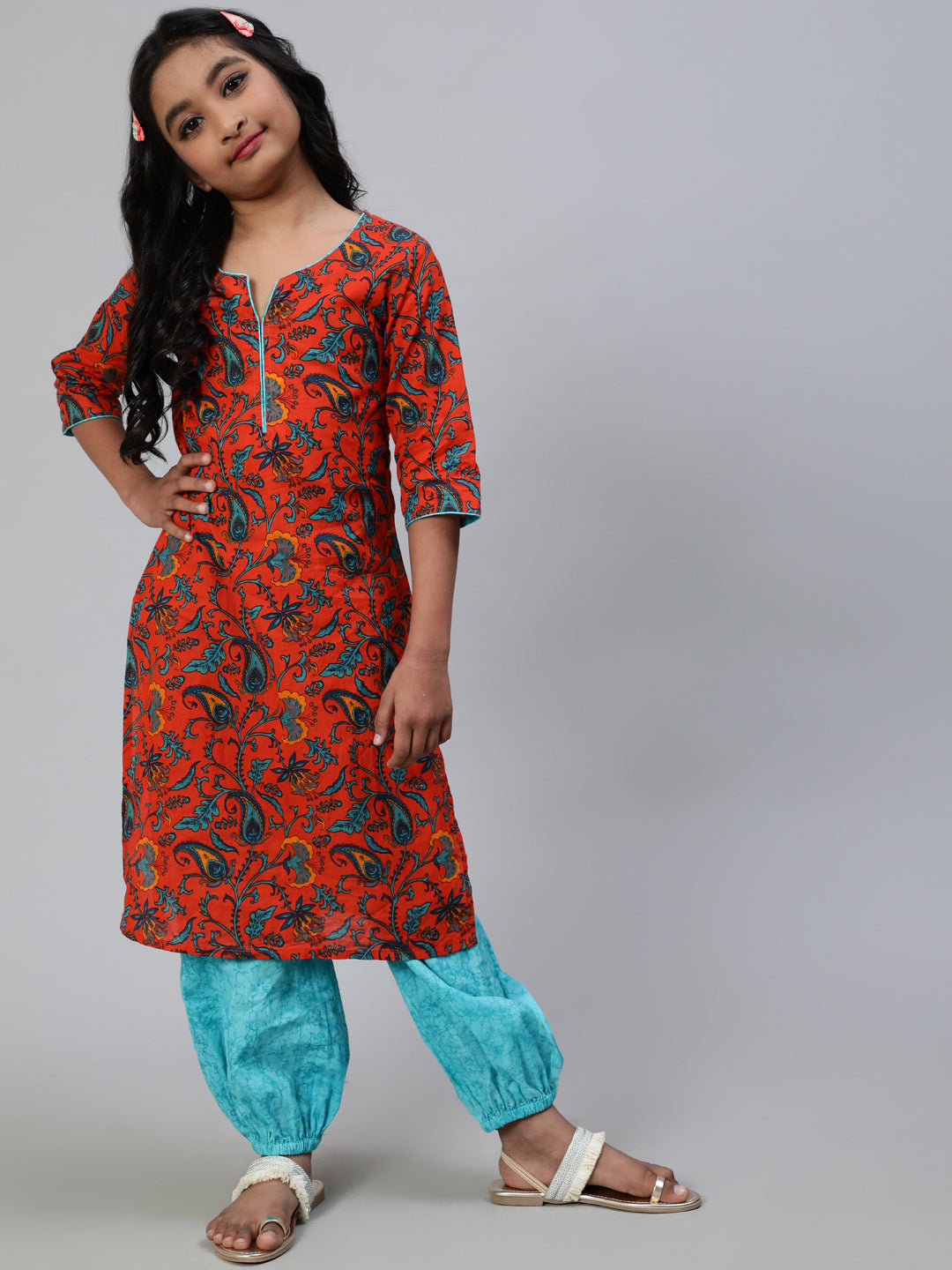 Cotton Kurta & Palazzo Set For Girls