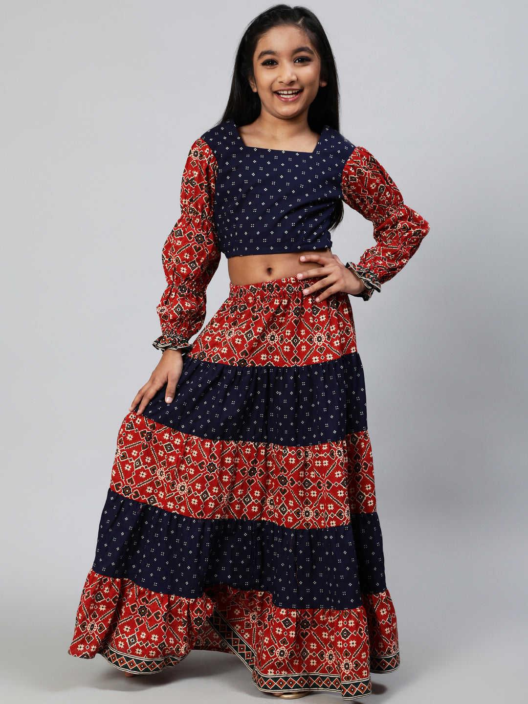 Cotton Lehenga & Blouse Set For Girls