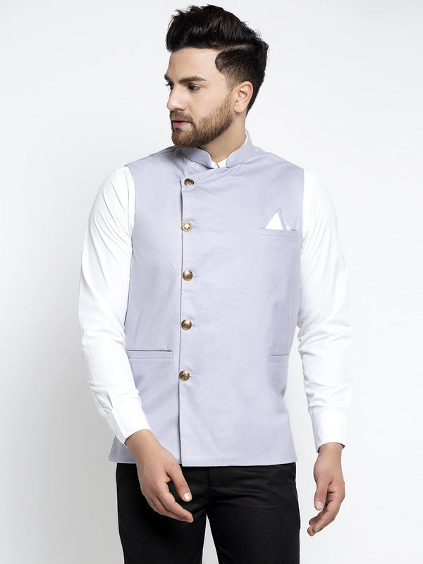 Men's Blue Nehru Jacket ( JOWC 4022Blue ) - Virat Fashions