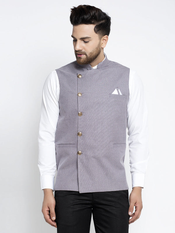 Jashvi Men's Purple Nehru Jacket