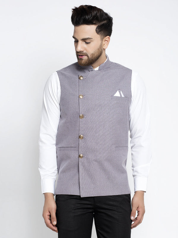 Men's Purple Nehru Jacket ( JOWC 4022Purple ) - Virat Fashions