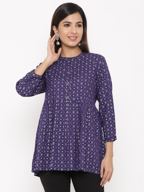 Women's Purple Printed short Kurti by Kipek- (1pc set)