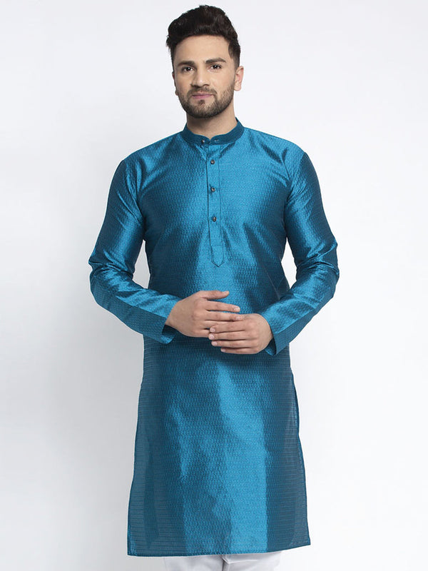 Men's Peacock Woven Kurta Only( KO 637 Peacock ) - Virat Fashions